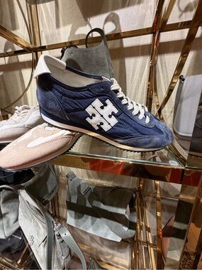 Tory Burch Women's Vintage Nylon Runner unisex navy blue light. new